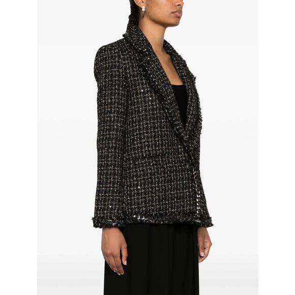 $695 ALICE+OLIVIA CHAIN TRIM JACKET BLACK AND GOLD AND SEQUINS SZ 14 - Picture 3 of 8